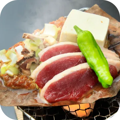 鴨の朴葉味噌焼き